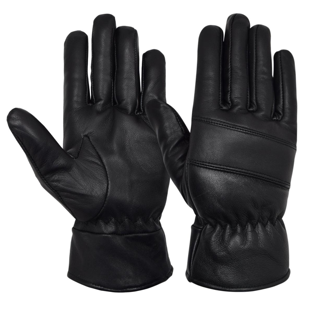 Men’s Warm Winter Dress And Work Gloves, Thermal Lining, Genuine Black Leather - MRX Products