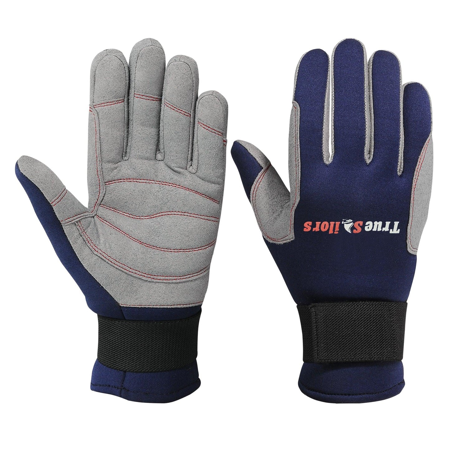 Sailing Gloves Full Finger Cold Weather Blue Grey Amara Neoprene - MRX Products