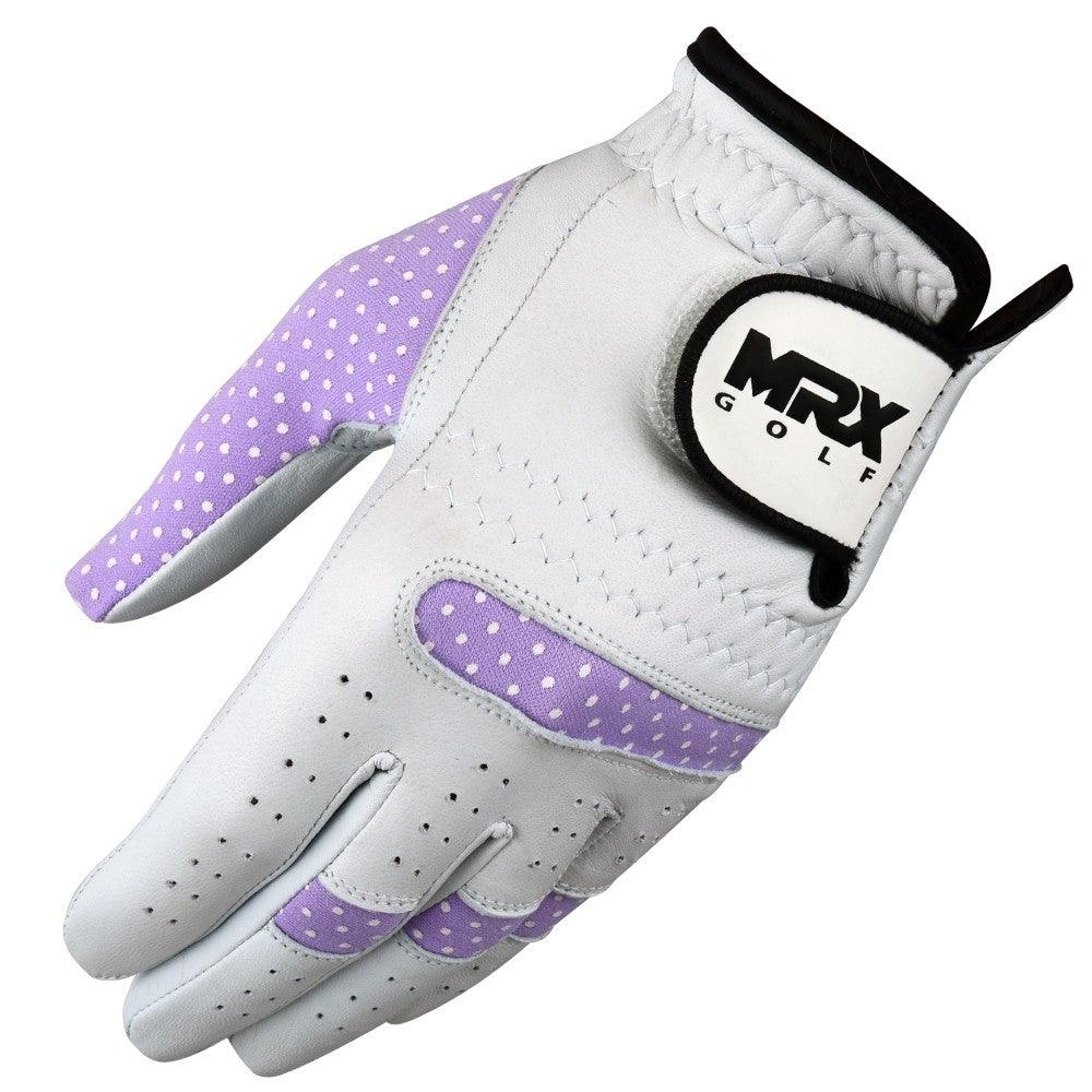 New Women Golf Gloves Cabretta Leather White Purple - MRX Products