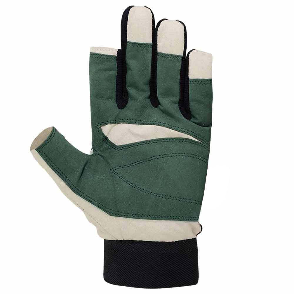 Sailing Gloves Cut Finger Style Green Blue Amara Leather Glove - MRX Products