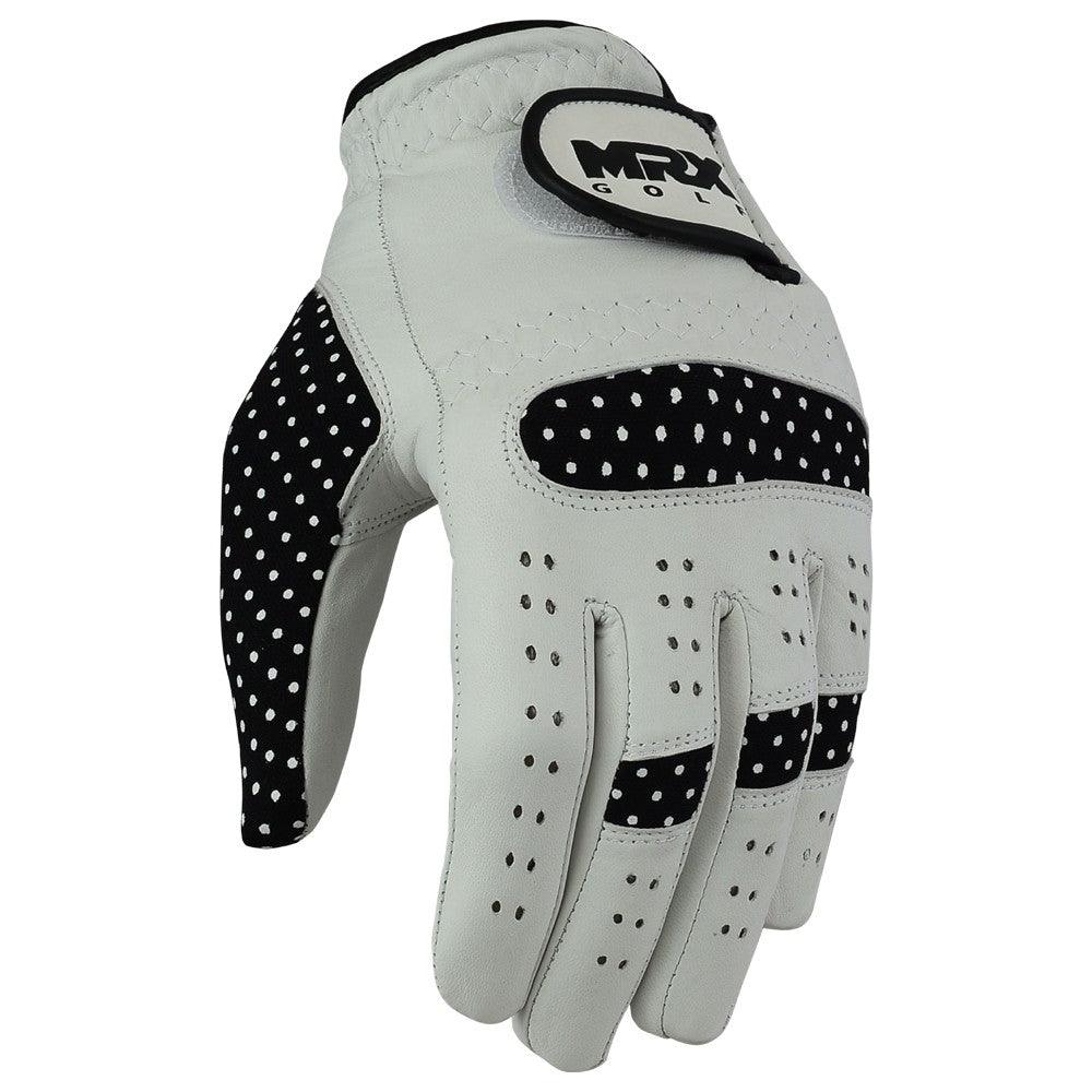 New Women Golf Gloves Cabretta Leather White Black - MRX Products