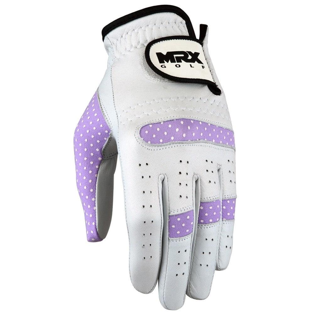 New Women Golf Gloves Cabretta Leather White Purple - MRX Products