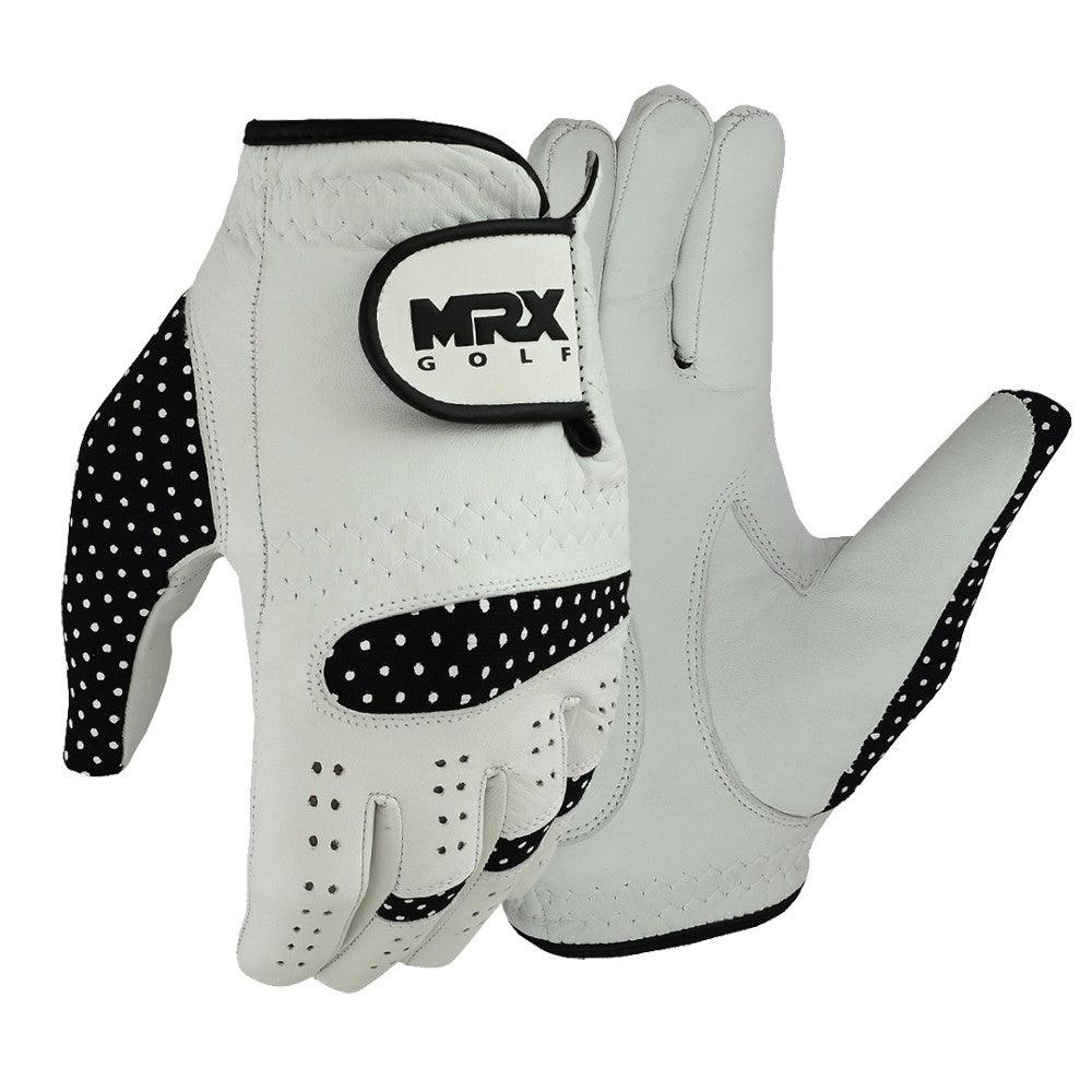 New Women Golf Gloves Cabretta Leather White Black - MRX Products