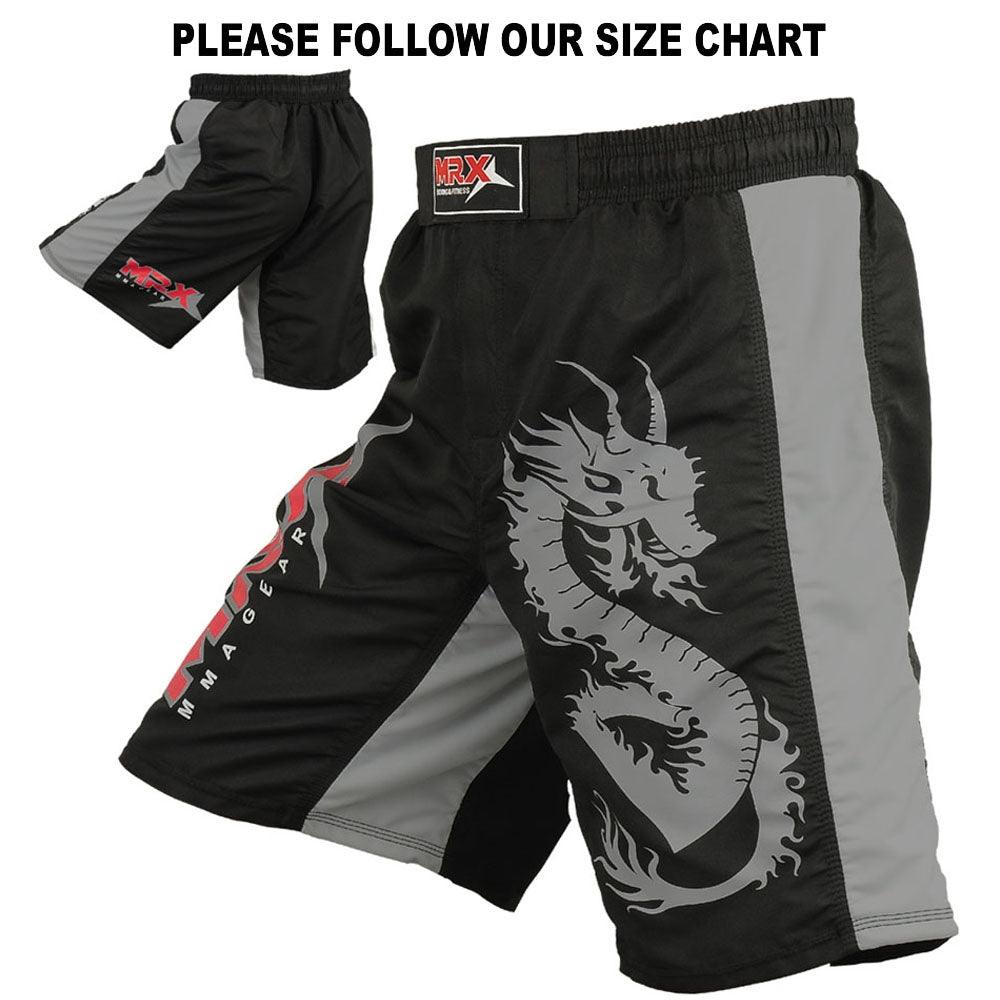 MRX Mma Men's Fight Shorts Pro Quality Grappling Short Black - Gray