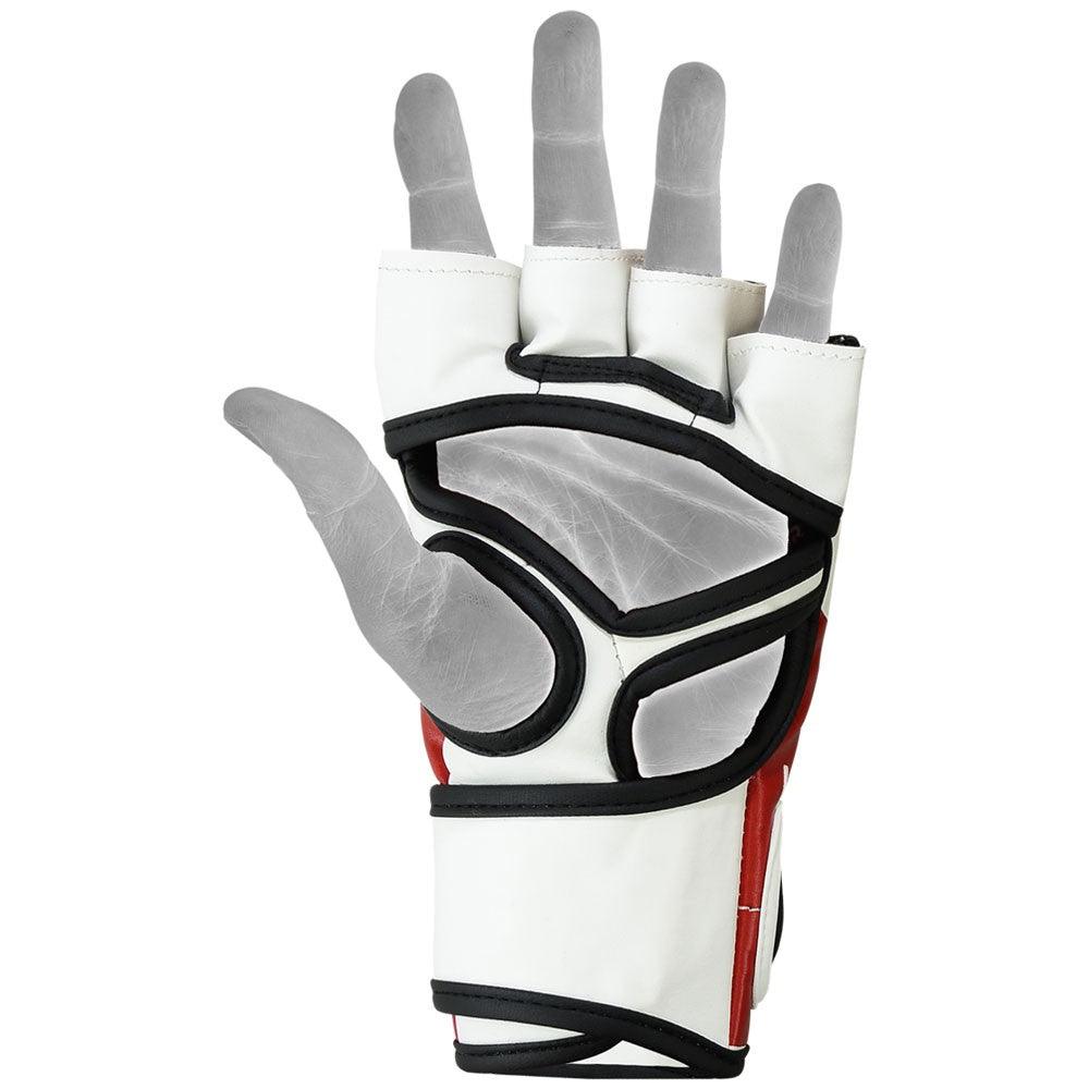MRX Mma Grappling Gloves White Red - MRX Products