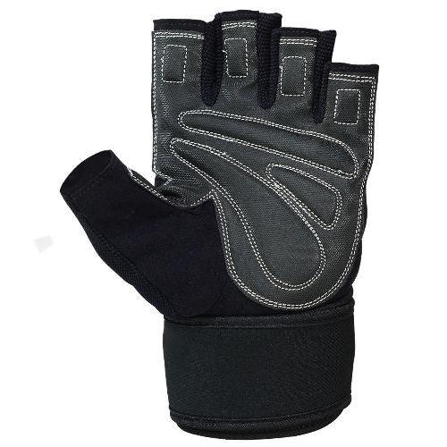 MRX Weight Lifting Gloves Long Wrist Straps Gym Training Leather Black All Sizes