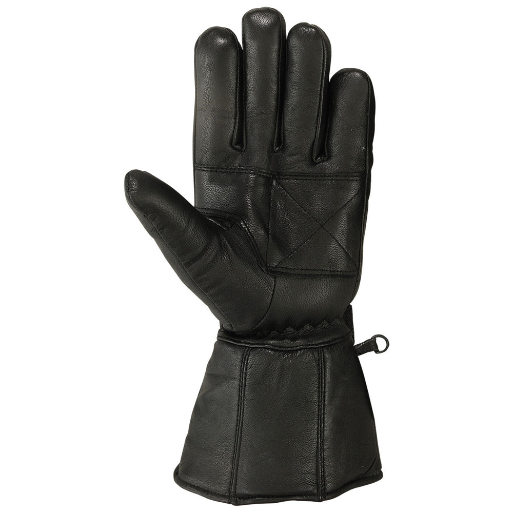 Mens Motorbike Gloves Cold Weather Motorcycle Riding Genuine Leather Black Glove-Black-M