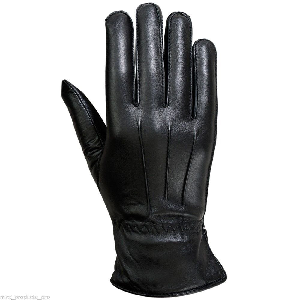 Ladies Warm Winter Dress And Work Gloves, Thermal Lining, Genuine Black Leather
