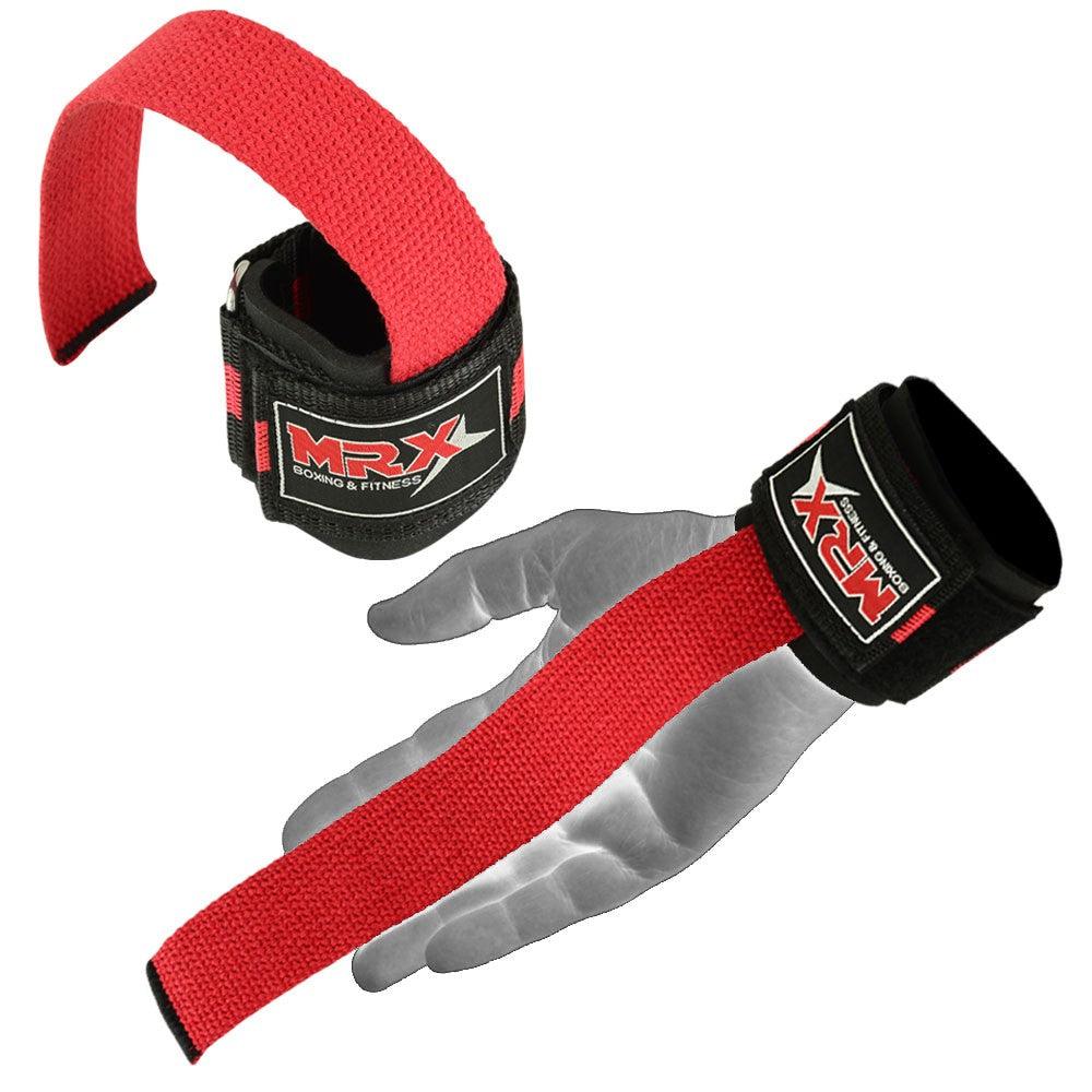 MRX Weight Lifting Bar Straps With Wrist Support Wraps Heavy Duty Bodybuilding Workout Gym Padded Strap Pair - MRX Products