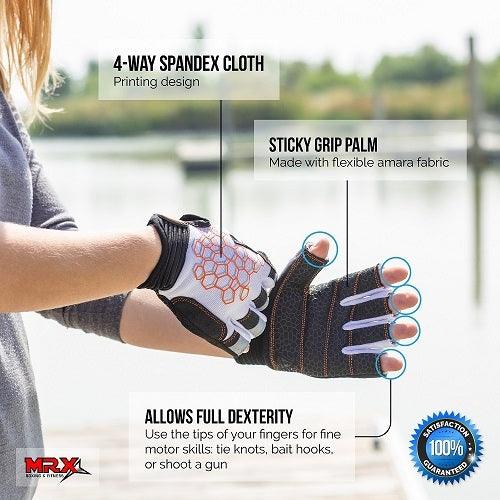 Sailing Gloves With Sticky Palm 3-4 Cut Fingers Kayaking & More Unisex - MRX Products