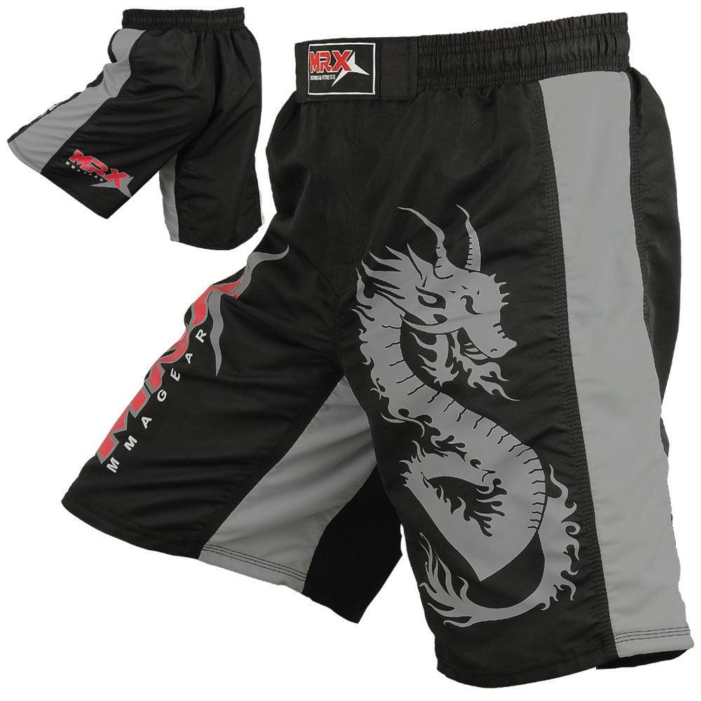 MRX Mma Men's Fight Shorts Pro Quality Grappling Short Black - Gray - MRX Products