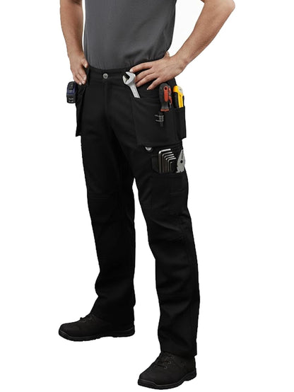 Mens Tactical Pants Elasticated Waist Water Resistant Cargo Pants for Men Work Construction Relaxed Fit (34 Length)