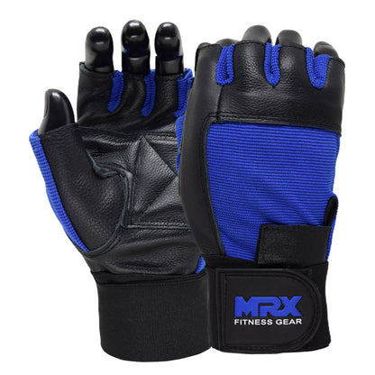 MRX Weight Lifting Gloves Leather Workout Glove With Long Wrist Strap