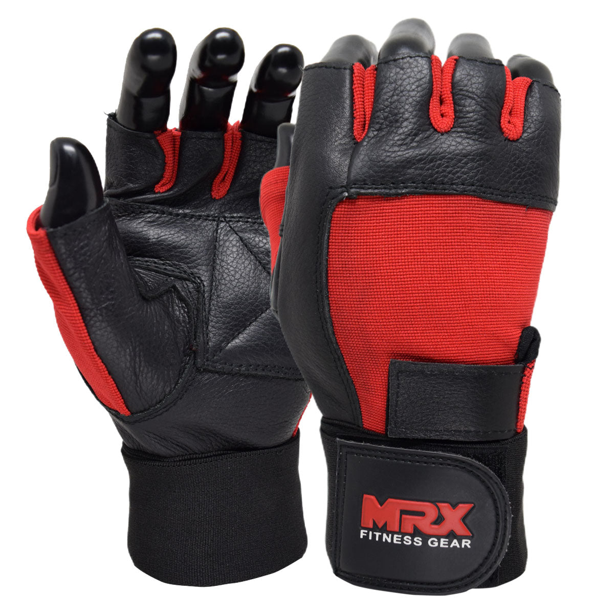 MRX Weight Lifting Gloves Leather Workout Glove With Long Wrist Strap