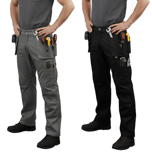 Mens Tactical Pants Elasticated Waist Water Resistant Cargo Pants for Men Work Construction Relaxed Fit