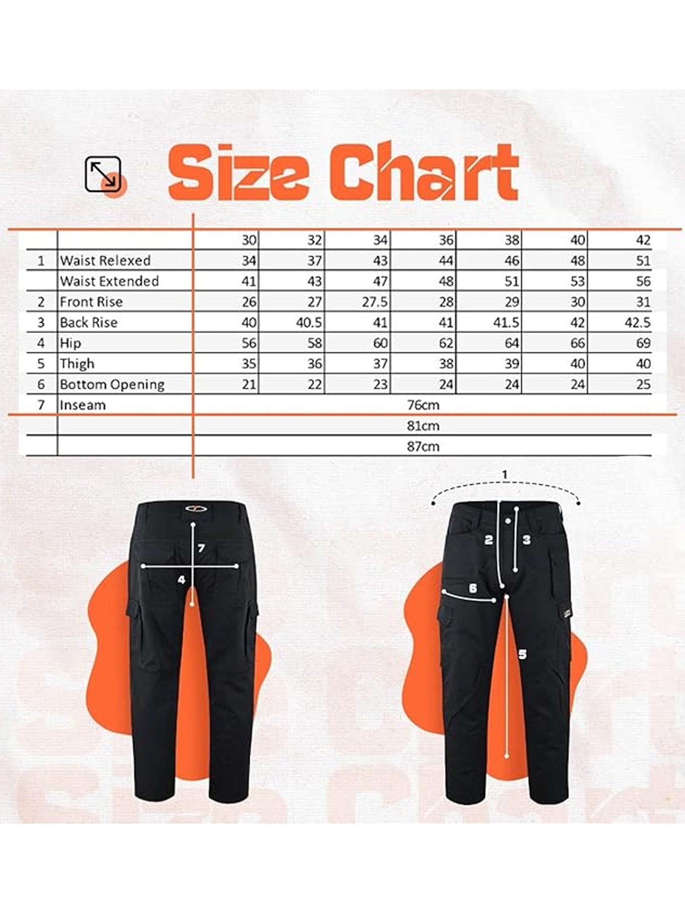Mens Tactical Pants Elasticated Waist Water Resistant Cargo Pants for Men Work Construction Relaxed Fit (32 Length)