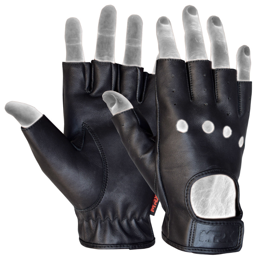 MRX Driving Gloves soft Leather Unlined Motorbike Riding Half Fingers Glove for Unisex