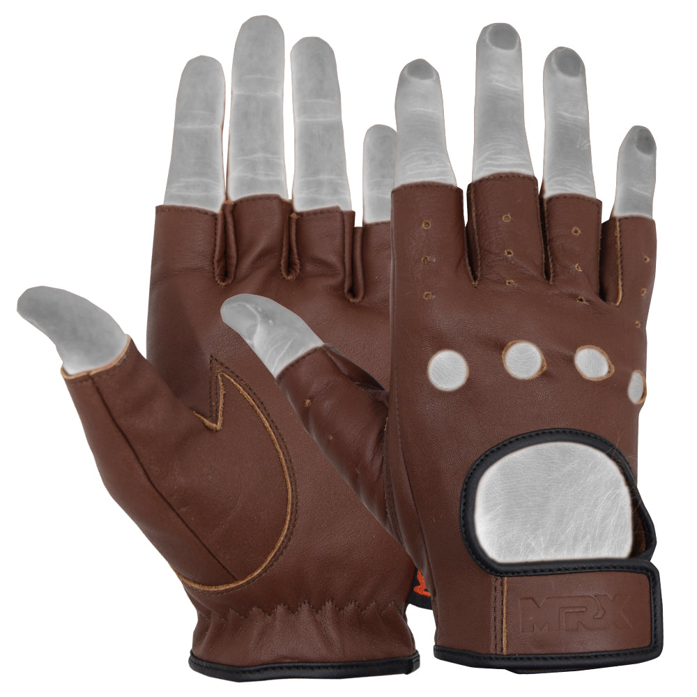 MRX Driving Gloves soft Leather Unlined Motorbike Riding Half Fingers Glove for Unisex