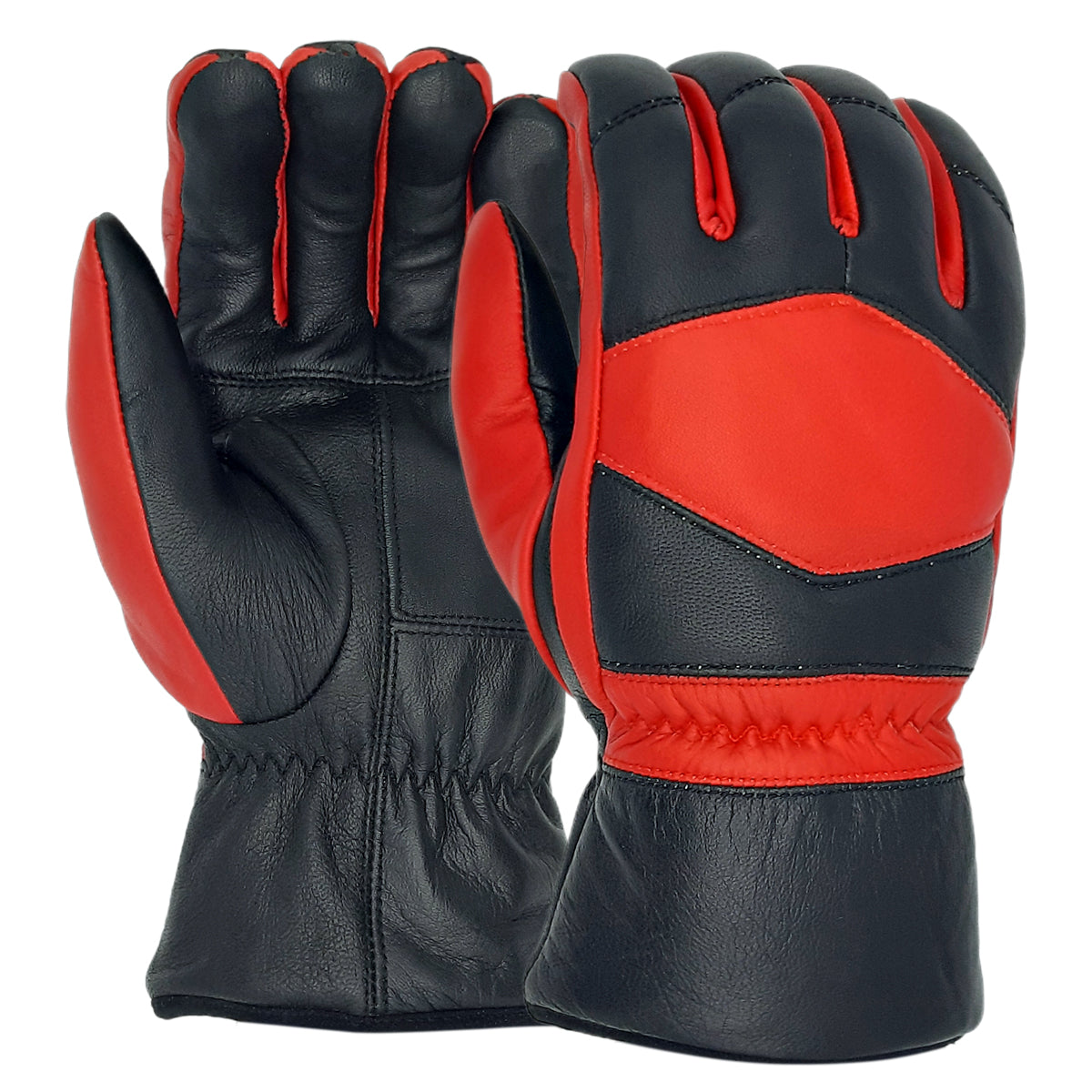 Winter Gloves real Leather Black Red