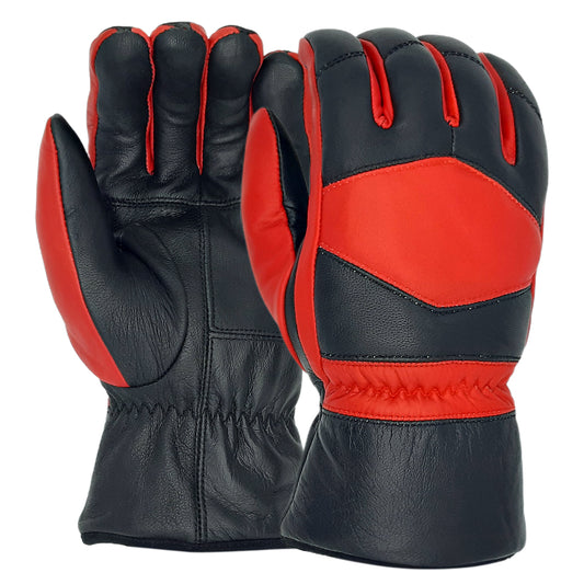 Winter Gloves real Leather Black Red