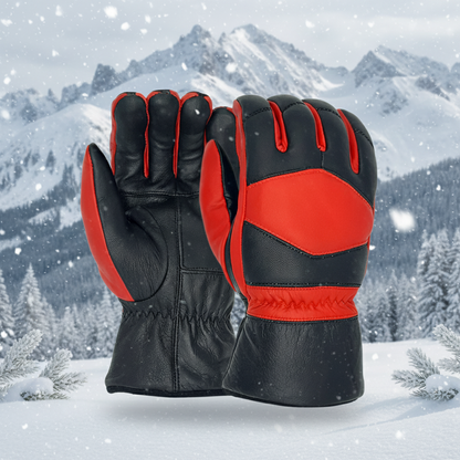 Mens Warm Winter Cold Weather Glove Leather Motorcycle Gloves Thermal Linning