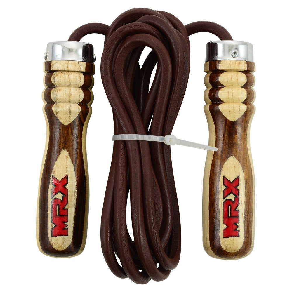MRX Heavy Duty Leather Jump Rope Wood Handel