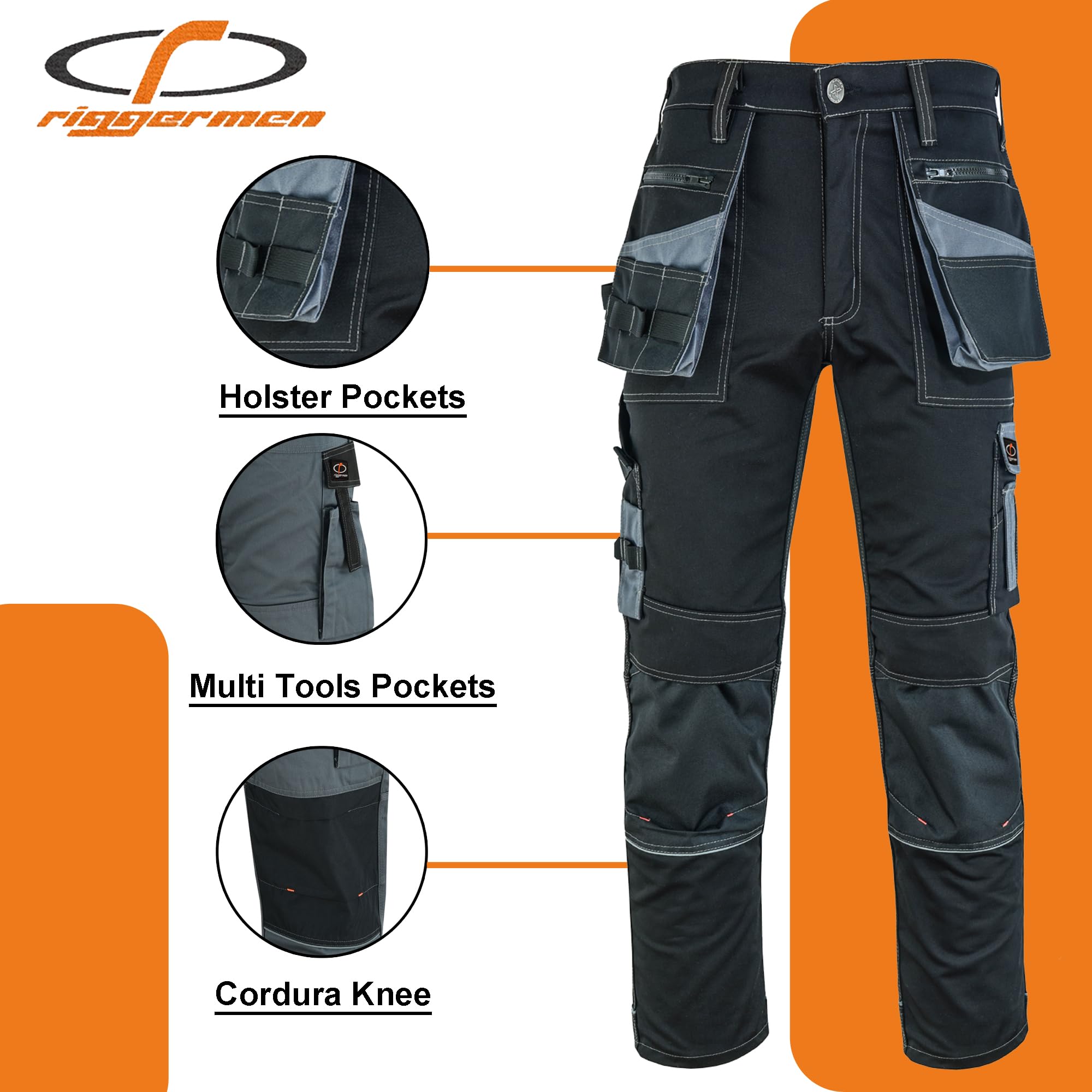 Riggermen Mens Work Pants Lightweight Cargo Tactical Trouser with