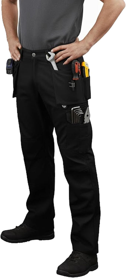 Mens Tactical Pants Elasticated Waist Water Resistant Cargo Pants for Men Work Construction Relaxed Fit