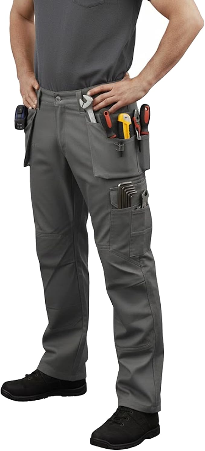 Mens Tactical Pants Elasticated Waist Water Resistant Cargo Pants for Men Work Construction Relaxed Fit
