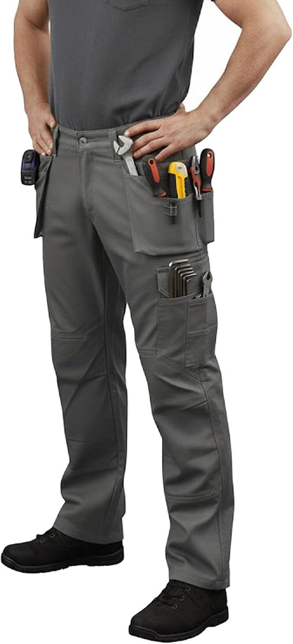 Mens Tactical Pants Elasticated Waist Water Resistant Cargo Pants for Men Work Construction Relaxed Fit