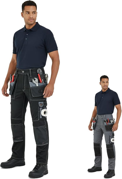 Mens Work Pants Lightweight Cargo Tactical Trouser with Holster Pockets Relaxed Fit Safety Pants for Construction