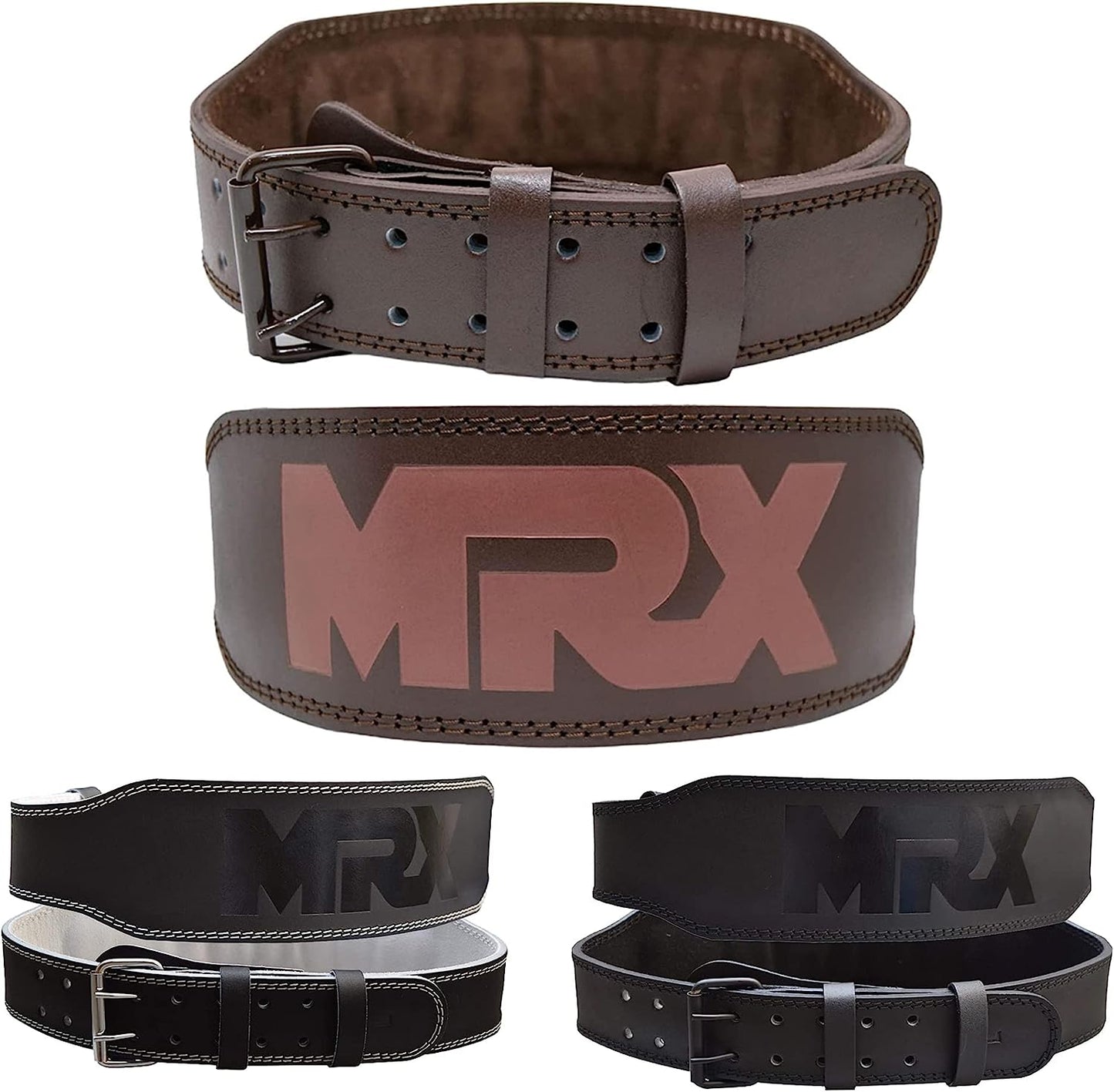 MRX Weight Lifting Belt Leather 4 Inches Wide Back Support Powerlifting Belts for Men Women