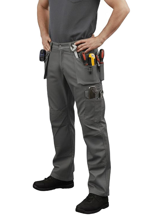 Mens Tactical Pants Elasticated Waist Water Resistant Cargo Pants for Men Work Construction Relaxed Fit (34 Length)