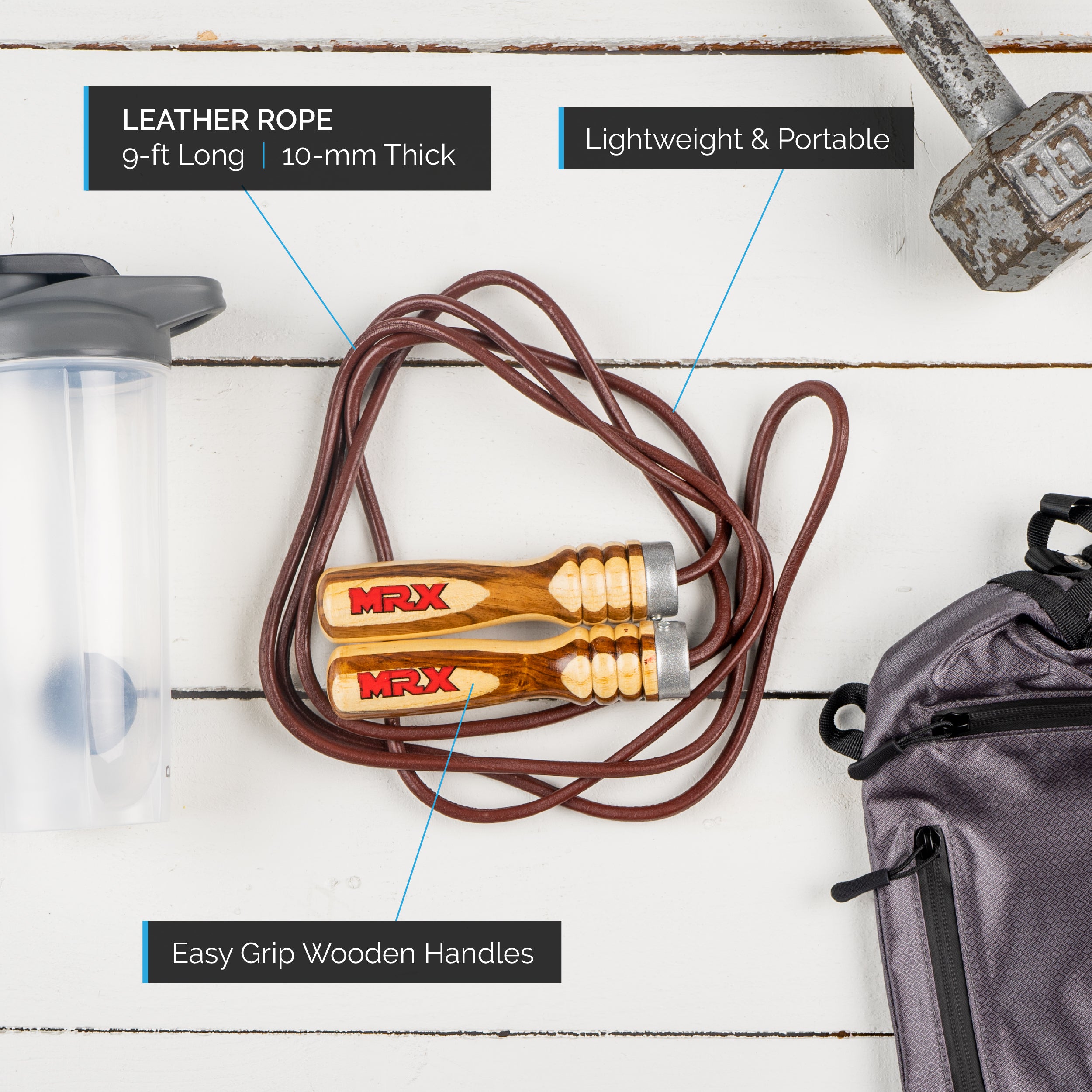 MRX Heavy Duty Leather Jump Rope Wood Handle – MRX Products