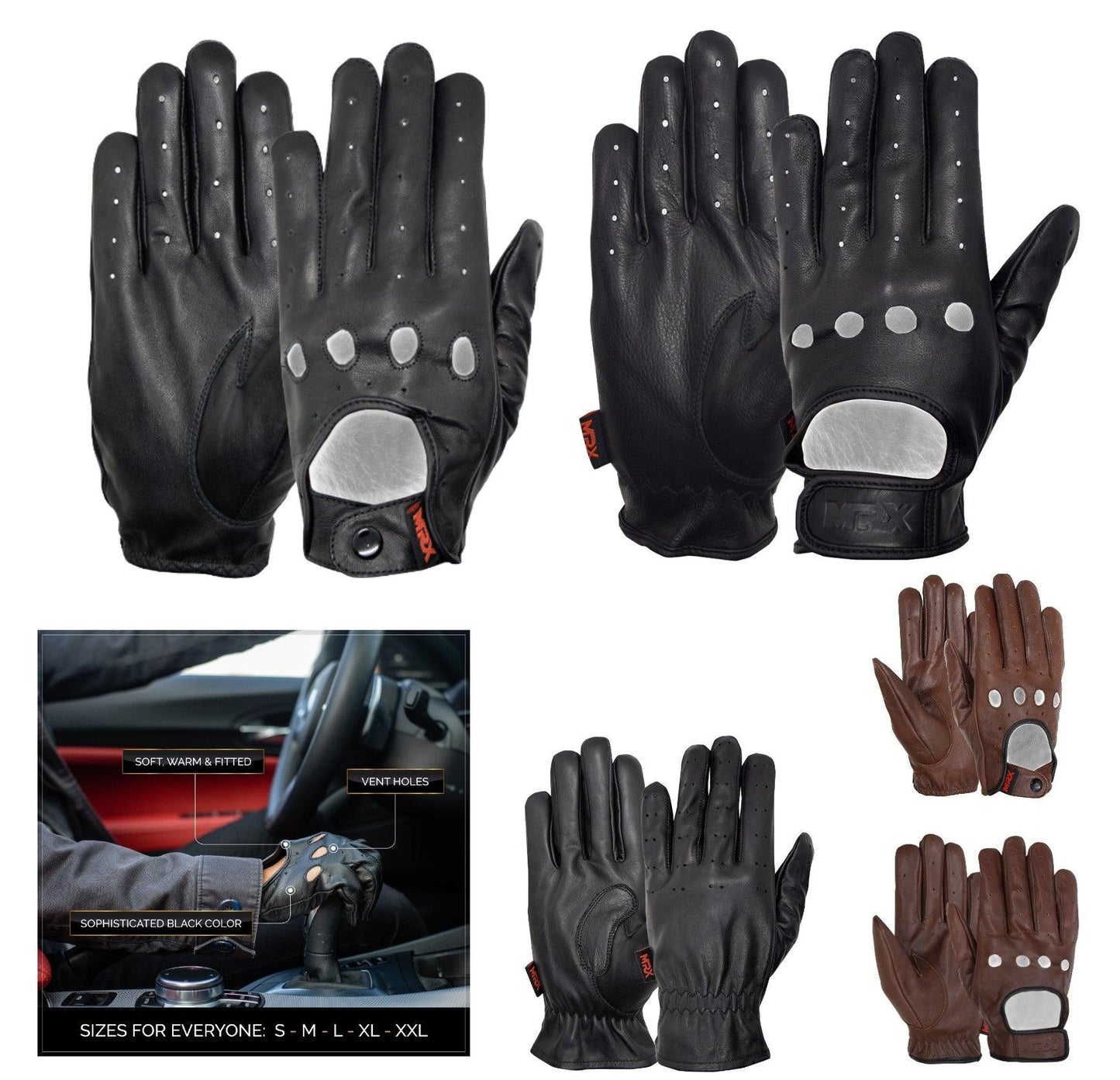 MRX Driving Gloves Basic Soft Cofferse Outdoor Glove Goat Leather Full Finger