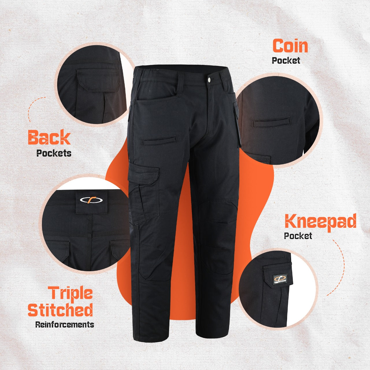 Mens Tactical Pants Elasticated Waist Water Resistant Cargo Pants for Men Work Construction Relaxed Fit (30 Length)