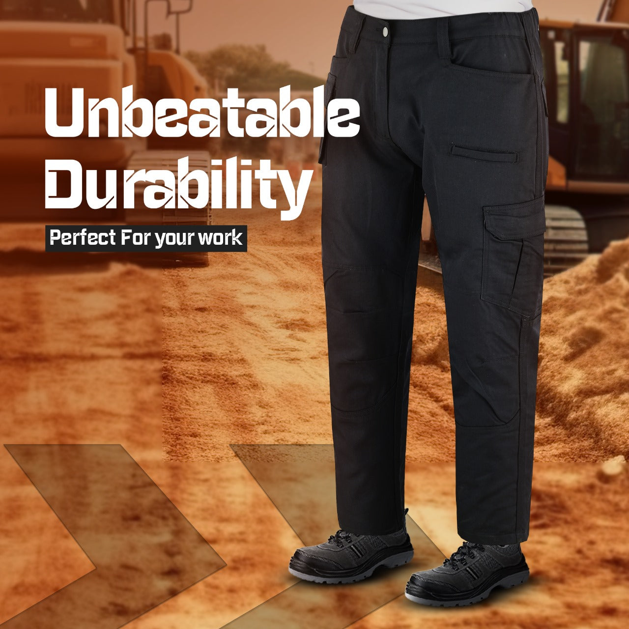 Mens Tactical Pants Elasticated Waist Water Resistant Cargo Pants for Men Work Construction Relaxed Fit (34 Length)