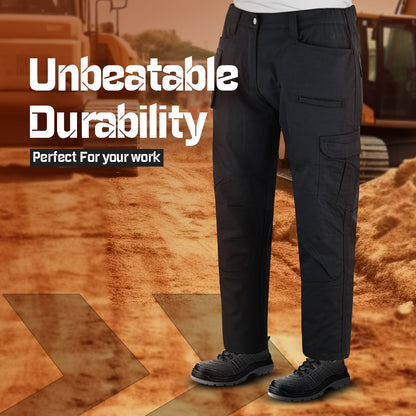Mens Tactical Pants Elasticated Waist Water Resistant Cargo Pants for Men Work Construction Relaxed Fit (34 Length)