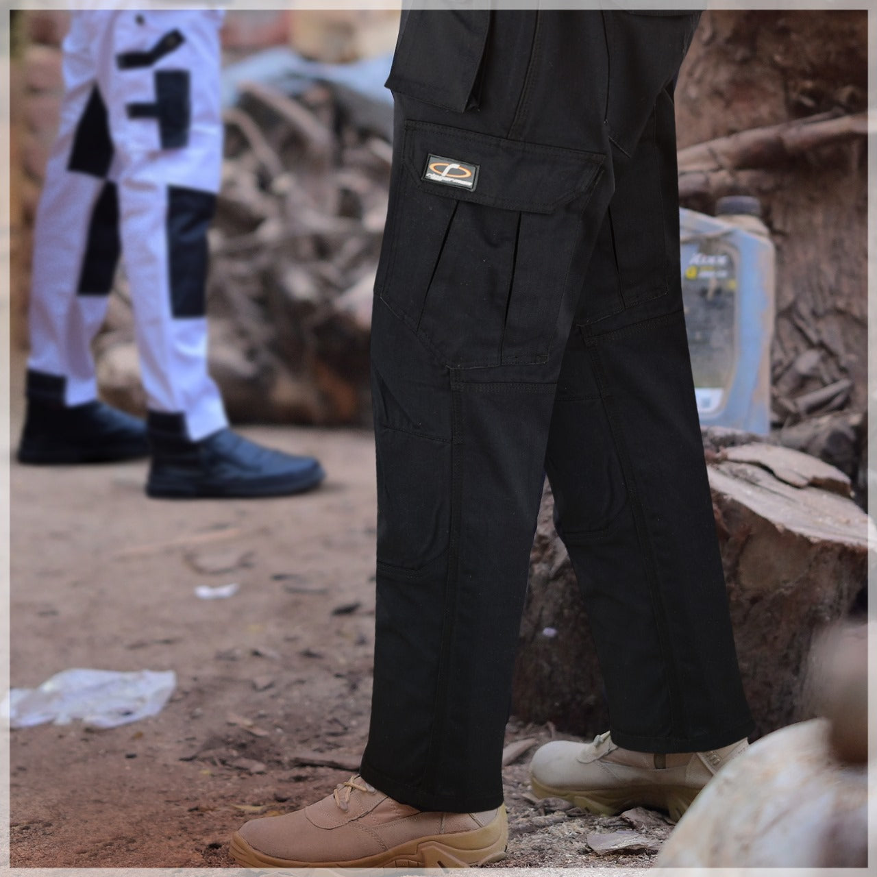 Mens Tactical Pants Elasticated Waist Water Resistant Cargo Pants for Men Work Construction Relaxed Fit (34 Length)