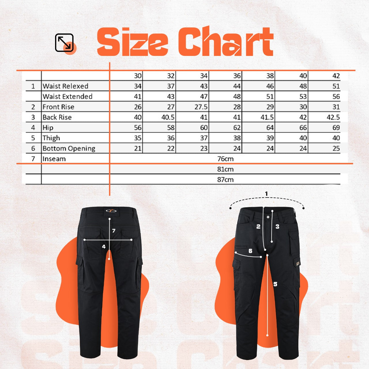 Mens Tactical Pants Elasticated Waist Water Resistant Cargo Pants for Men Work Construction Relaxed Fit (34 Length)