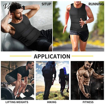 MRX Men Body Shaper Waist Trainer Vest Slimming Shirt Sauna Sweat Compression Undershirt Shapewear Fat Burner Workout Tops