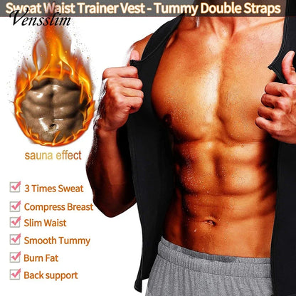 MRX Men Body Shaper Waist Trainer Vest Slimming Shirt Sauna Sweat Compression Undershirt Shapewear Fat Burner Workout Tops