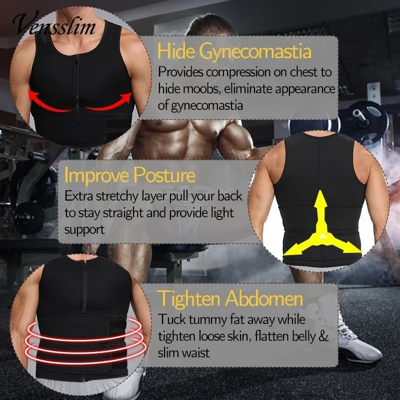 MRX Men Body Shaper Waist Trainer Vest Slimming Shirt Sauna Sweat Compression Undershirt Shapewear Fat Burner Workout Tops