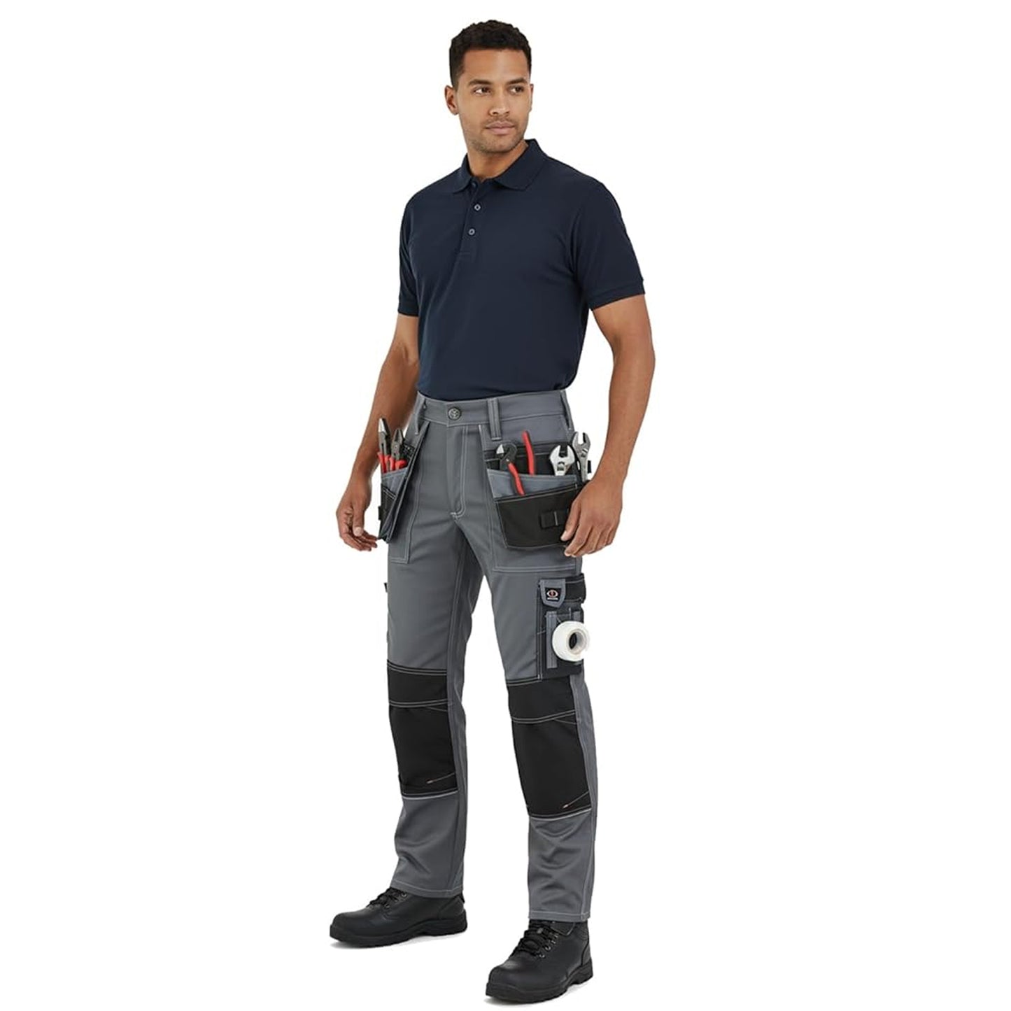 Mens Work Pants Lightweight Cargo Tactical Trouser with Holster Pockets Relaxed Fit Safety Pants for Construction