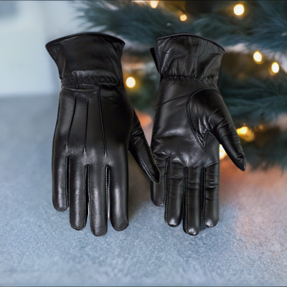 Ladies Warm Winter Dress And Work Gloves Thermal Lining Genuine Black Leather MRX Products
