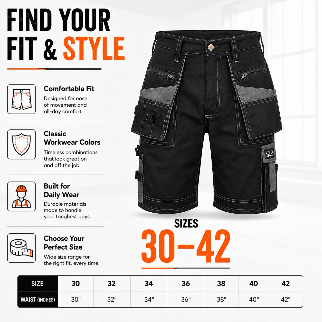Men's Lightweight Tactical Cargo Shorts with Multi-Pockets for Work and Outdoor Activities
