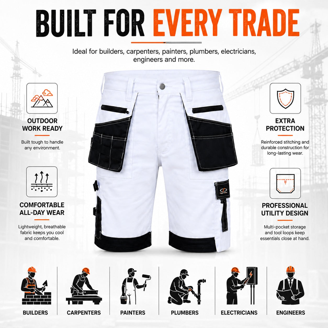Men's Lightweight Tactical Cargo Shorts with Multi-Pockets for Work and Outdoor Activities