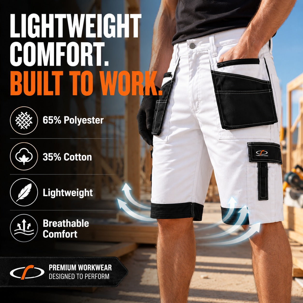 Men's Lightweight Tactical Cargo Shorts with Multi-Pockets for Work and Outdoor Activities