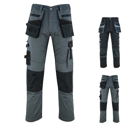 riggermen construction work pants for men tactical 6 pockets black gray color