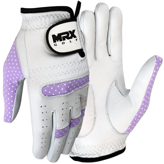 New Women Golf Gloves Cabretta Leather White Purple - MRX Products 